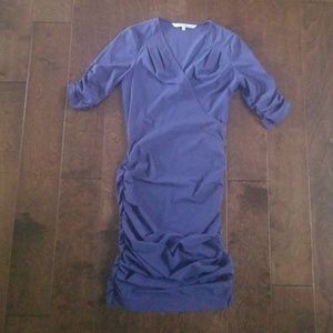 Periwinkle blue ruched fitted dress